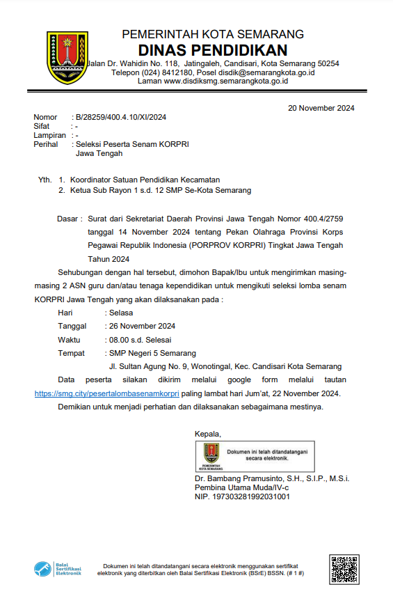 Seleksi Peserta Senam KORPRI Jawa Tengah